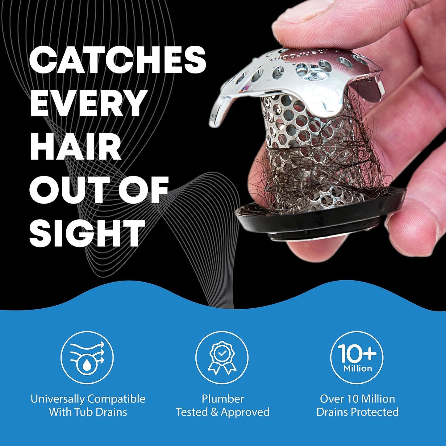 TubShroom Ultra Revolutionary Bath Tub Drain Protector Hair Catcher/Strainer/Snare, Stainless Steel, Stainless Combo