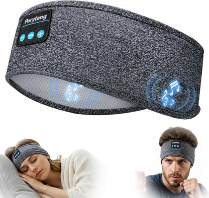 Perytong Sleep Headphones Bluetooth 5.4 Headband, Wireless Sleep Headphones with Ultra-Thin HD Stereo Speakers for Side Sleepers, Soft & Sweat Resistant Sport Headband for Yoga Travel Workout
