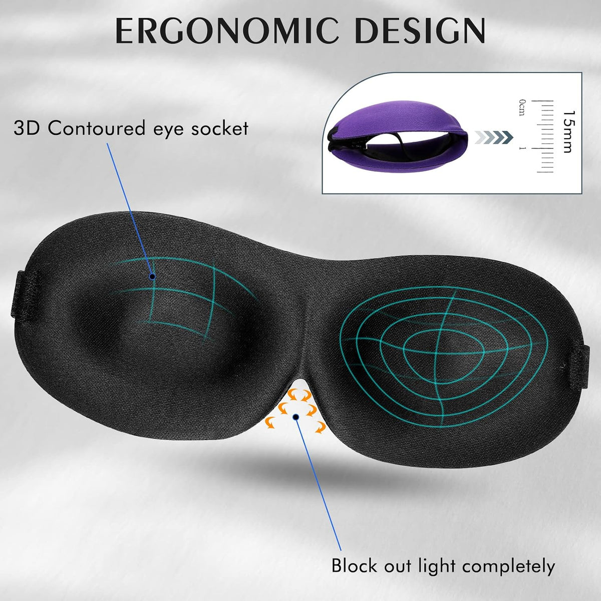 Bonuci 20 Sleep Mask for Women 3D Eye Mask, Dark Purple