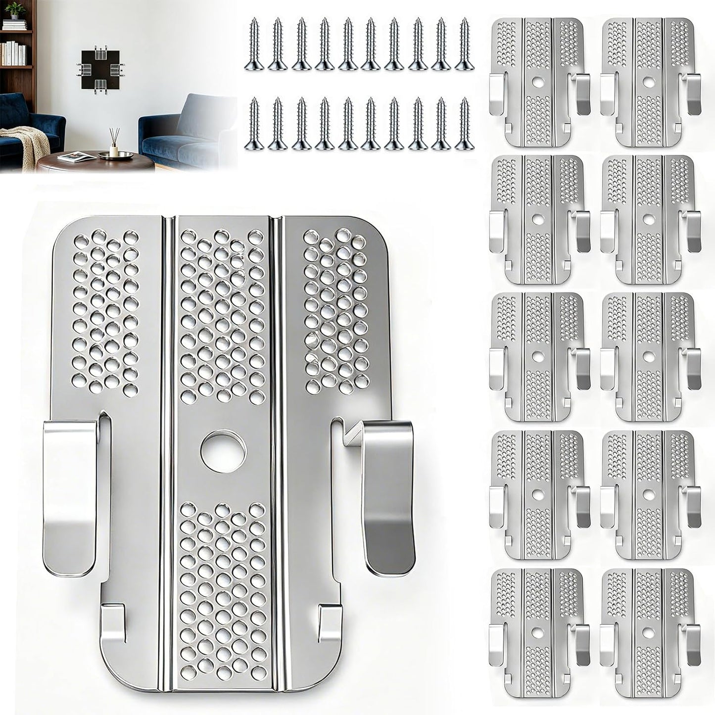 10 Pack Drywall Repair Clips, 1/2 inch and 5/8 inch Drywall Fastener Clip with 20 Screws, Wall Patch Repair Kit, Stainless Steel Drywall Fastener Repair Clips Kit for Home Improvement