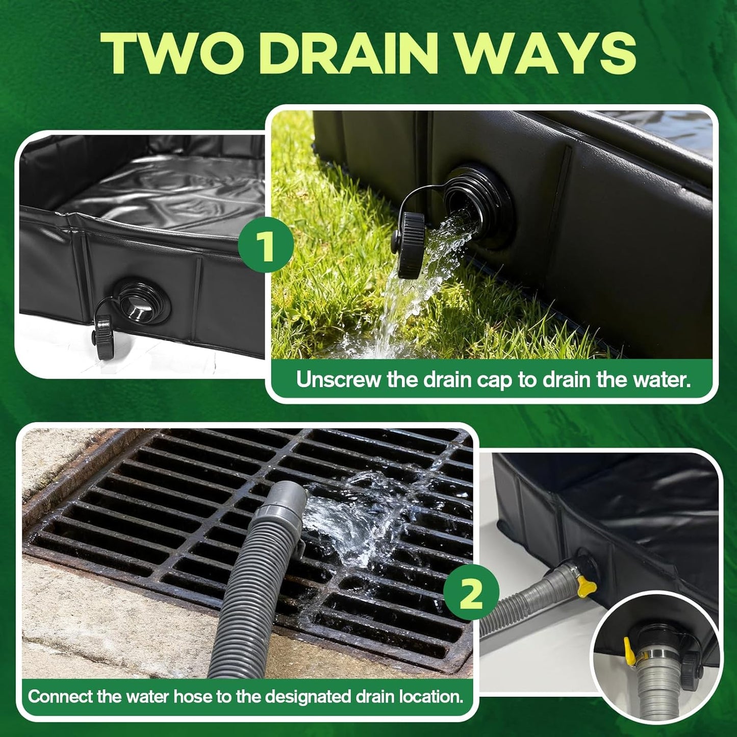 Foldable Washing Machine Drain Pan with Drain Pipe & 4 Anti-Vibration Pads, 31.5x31.5x4.7 Inch Portable Leak Proof Tray for Washer/Dryer, Non-Slip Waterproof Drip Pan with Raised Edge