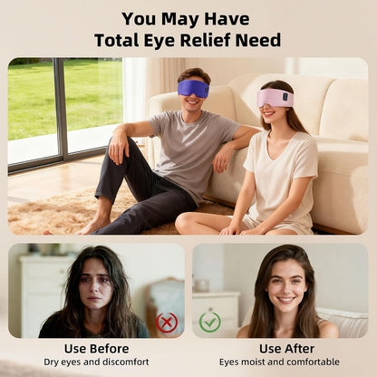 Heated Eye Mask for Dry Eyes, Cordless Warm Eye Compress 120-Min Battery, FSA - HSA Eligible, Eye Strain Relief, Washable Silk Travel Eye Mask with Extra Cover for Better Sleep (Pink & Purple)