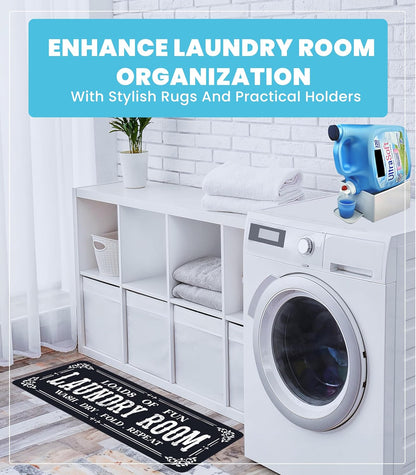 TidyFriend No-Spill Liquid Laundry Detergent Dispenser Holder, Laundry Soap Dispenser Holder with Drip Tray for Laundry Room Organization, Angled Downward Slope for Easy Pouring (No Strap, Ivory)