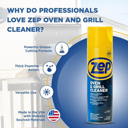 Zep Oven & Grill Cleaner 19oz & Zep Wall Cleaner 18oz - ECBD001 | Heavy-Duty Oven & Grill Cleaner and Foaming Wall Cleaner tackle baked-on grease, wall scuffs, and kitchen messes.