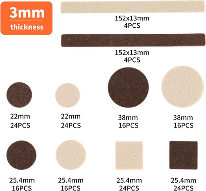 168 PCS Felt Furniture Pads - Self Adhesive Floor Protectors for Hardwood Floors, Anti Scratch Chair Leg Feet Pads, Furniture Sliders for Home Furniture Protection