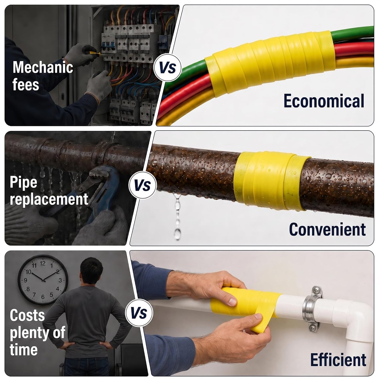 Self Fusing Silicone Tape 2 Rolls Flex Seal Tape 1 Inch x 10 Feet | Waterproof Hose Repair Tape, Silicone Rubber for Plumbing, Pipe Leak Seal, Rescue Tape, Outdoor Coax And Tool Fixation