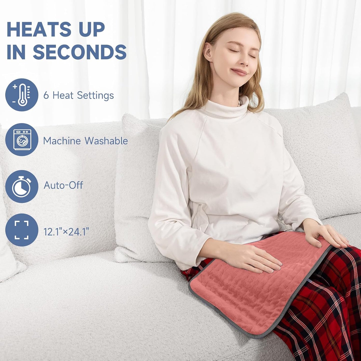 Heating Pad for Back, Neck, and Shoulder Pain Relief, Electric Heat Pad with 6 Heat Levels, Moist Heat Option, Auto Shut-Off, Birthday Christmas Gift for Women Men Mom Dad Grandma, Gift for her