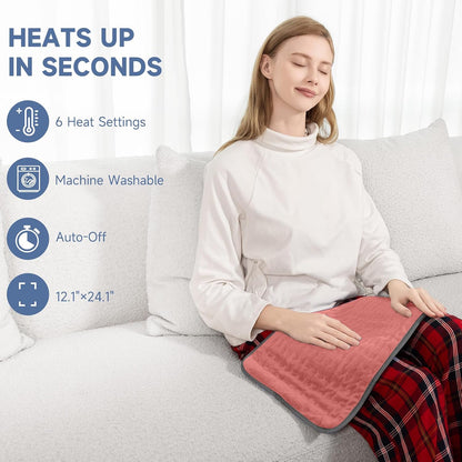 Heating Pad for Back, Neck, and Shoulder Pain Relief, Electric Heat Pad with 6 Heat Levels, Moist Heat Option, Auto Shut-Off, Birthday Christmas Gift for Women Men Mom Dad Grandma, Gift for her