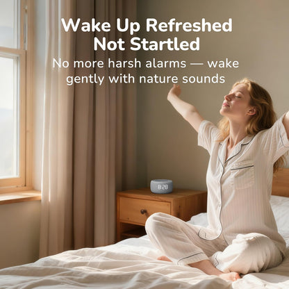 Buffbee Pro 2nd Gen| Sound Machine, Alarm Clock with Bluetooth Speaker | Upgraded Rechargeable Battery, White Noise Machine with 25 Sleep Sounds, Portable for Travel & Bedroom