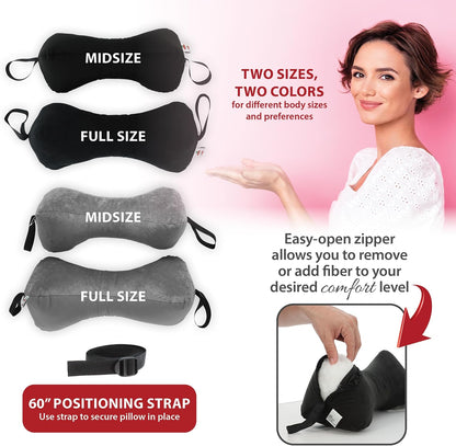 Sleep Log Ergonomic Neck & Travel Pillow for Pain Relief & Support, Full BK | Bone-shaped pillow provides adjustable support for the neck, back, knees, or legs while traveling, sitting, or sleeping.