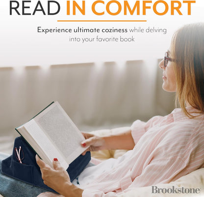 Brookstone Tablet Lap Cushion - Tablet/Phone/Ebook Holder for Bed, Flights, and Travel, Memory Foam Lap Desk for Reading and Hands Free Viewing, Compatible iPad and Kindle Accessories, Grey