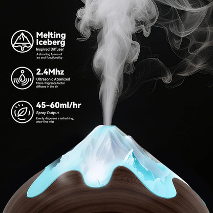 500ML Essential Oil Diffuser, Aromatherapy Diffuser with Remote Control, Multifunctional Air Diffusers for Home Office Room, Fragrance Aroma Diffuser with 7 Color LED & 2 Mist Mode, Brown