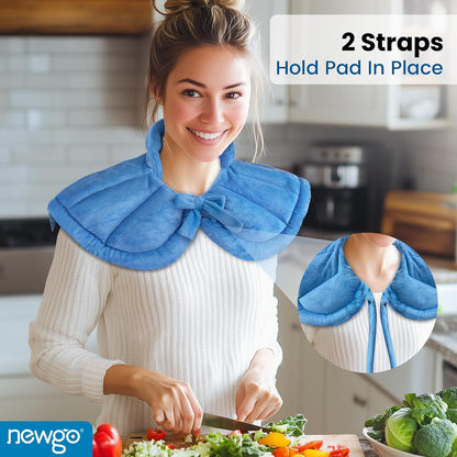 NEWGO Microwavable Moist Heat Neck Wrap, Weighted Heating Pad for Neck and Shoulder Pain Relief, Aromatherapy Heating Wrap for Muscle Stiffness, Tension Headache