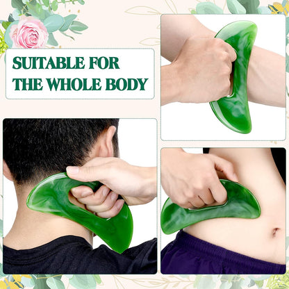 BBTO Gua Sha Massage Tool with Handle Resin Massage Tools Lymphatic Drainage Massager Body Shaping Gua Sha Tools for Full Body Men Women Birthday Festival Holiday Present (Light Green)