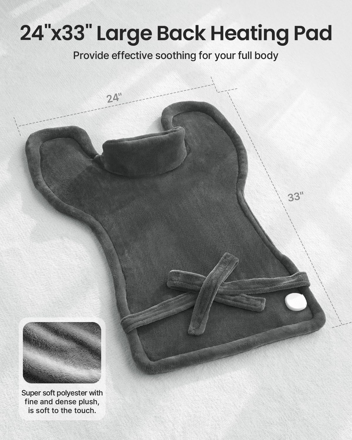 RENPHO Electric Heating Pad - 6 Heat Levels for Neck Shoulder and Back, Birthday Gifts for Women Men Mom Dad, Weighted Pad for Snug Fit, ETL Safety Certified, FSA Eligible, 24"x33" Gray