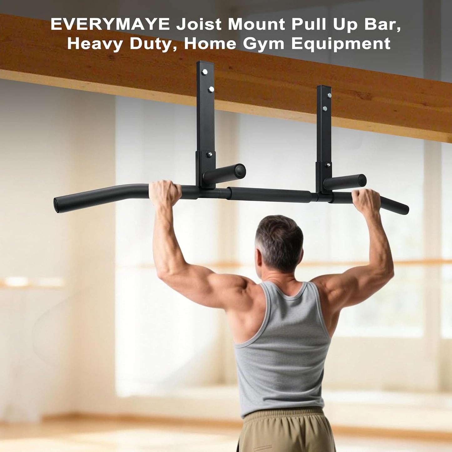 Wall Mount Pull Up Bar, Heavy Duty Alloy Steel Hanging Bar for Exercise, Multi-Functional Doorway Pull Up Bar for Home Gym Workout