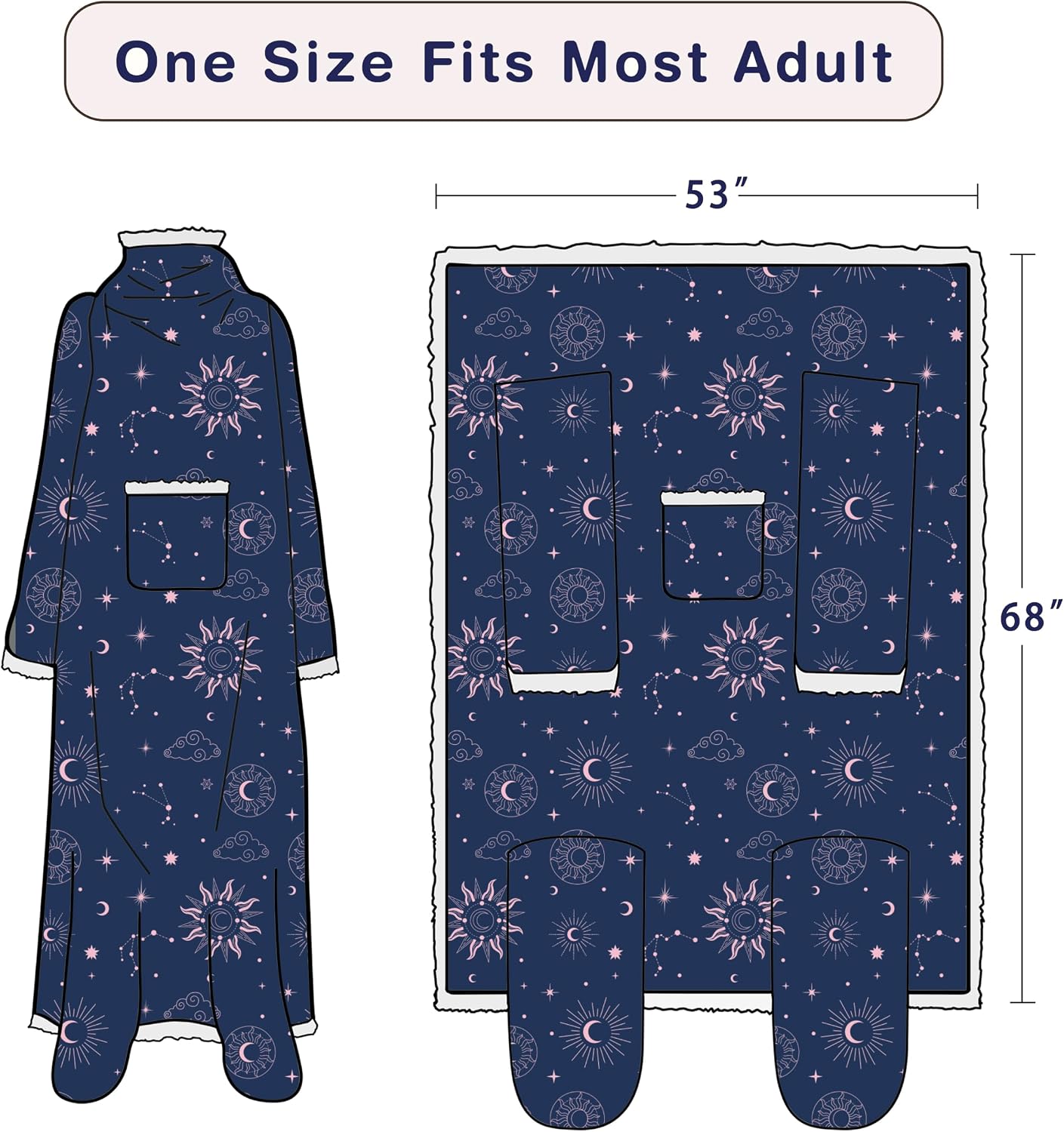 Catalonia Wearable Blanket with Sleeves & Foot Pocket for Adults | Soft Fleece Throw Wrap with Hands-Free Comfort, Perfect for Reading, TV Time & Relaxing, Christmas Gift for Women & Men