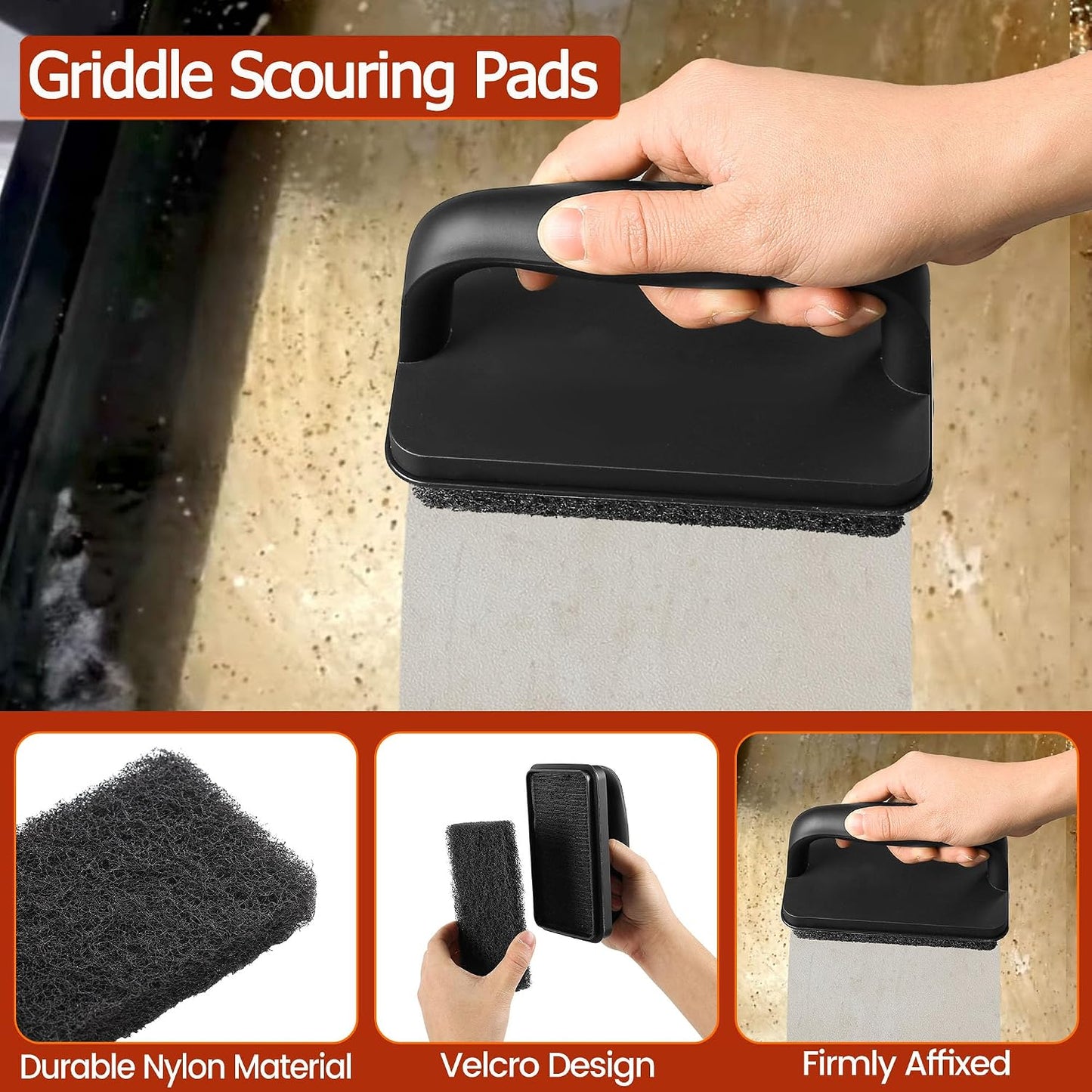 Heavy Duty Griddle Cleaning Brick with Handle | Grill Cleaner for Cleaning Flat top, Pumice Griddle Cleaning Stone Removing Stains for BBQ, Swimming Pool, Sink(5 Pack)