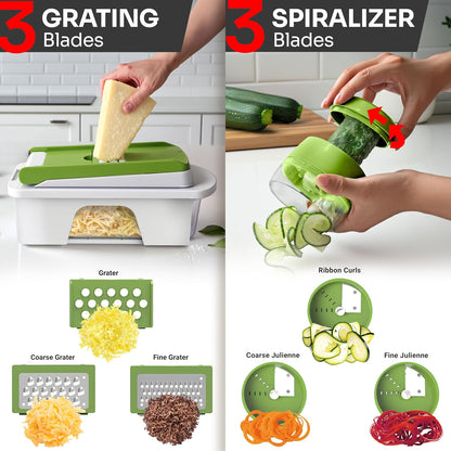 Mueller The Real Original Pro Vegetable Chopper & Mandoline Slicer, 10-in-1 | since 2013, 8 Blade Food Veggie Chopper, Onion Vegetable Cutter with Container, Kitchen Gadgets & Essentials