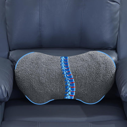 ROYALAY Sherpa Lumbar Support Pillow for Recliner, Memory Foam Back Pillow for Chair, Warm Couch Back Cushions for Elderly with Machine Washable Cover, Lumbar Pad for Car Office Chair, Brown