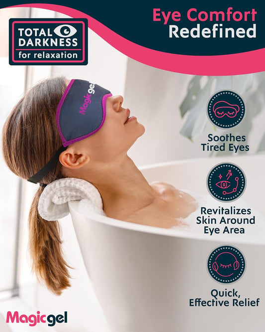 Magic Gel Eye Mask Cold Pack | 2 Pack Cooling Eye Mask for Sleeping | Reuable Cold Eye Mask & Hot Eye Compress with Adjustable Strap | Eye ice Pack for Migraine, Styes, Blepharitis, MGD & Tired Eyes