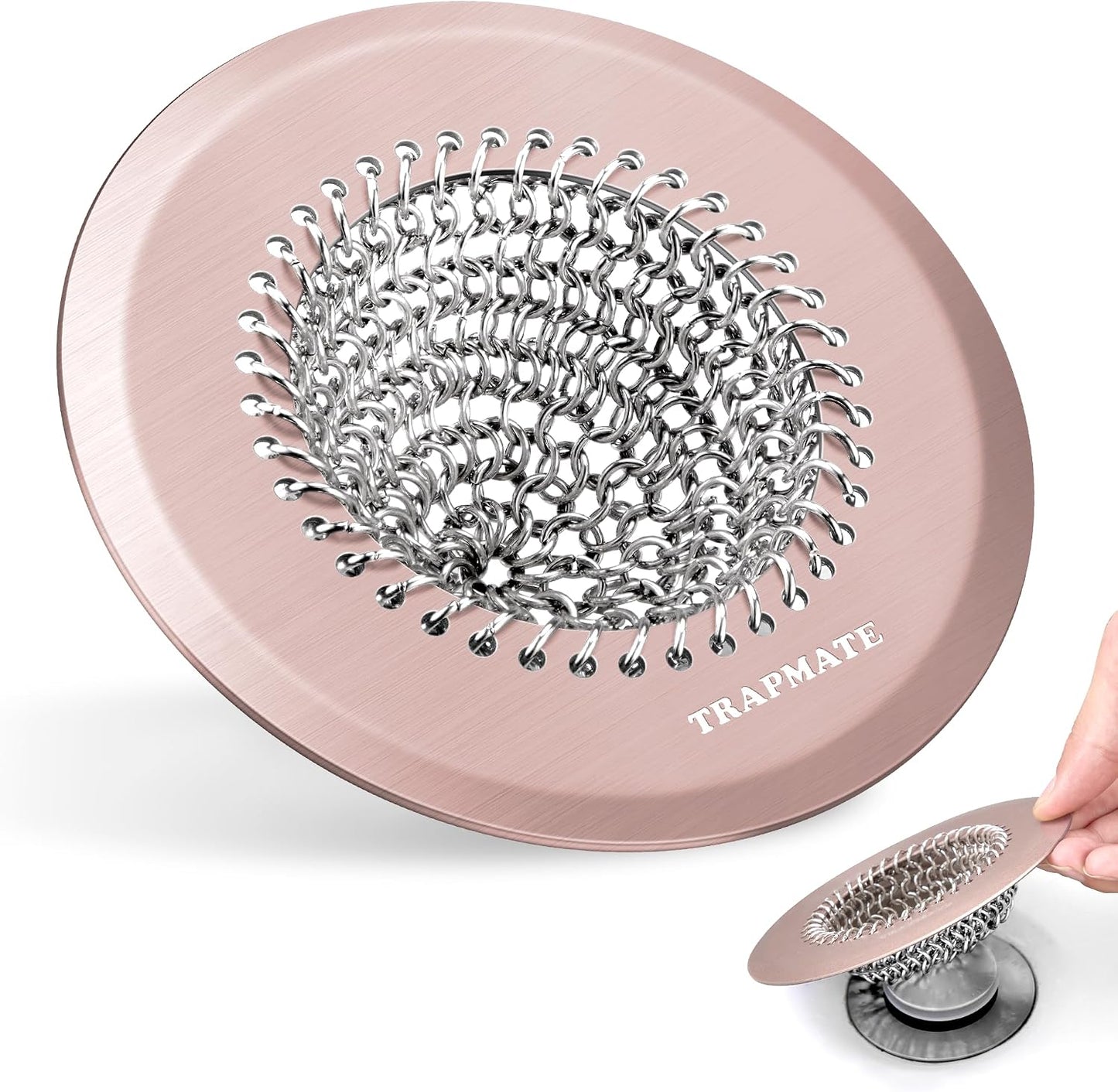 TRAPMATE Shower Drain Hair Catcher, 4.4" Anti-Clogging Bathtub Drain Cover | Easy Flip Cleaning, Traps Hair with Fast Drainage, Anti-Slip Drain Protector Fits Regular & Pop-up Drains (Patented Product)