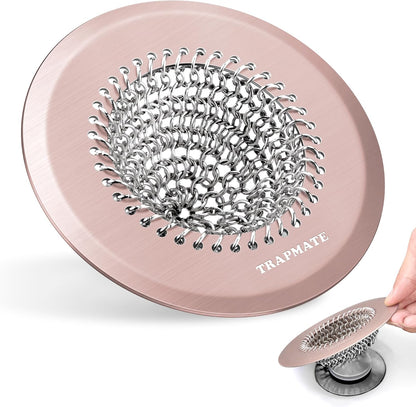 TRAPMATE Shower Drain Hair Catcher, 4.4" Anti-Clogging Bathtub Drain Cover | Easy Flip Cleaning, Traps Hair with Fast Drainage, Anti-Slip Drain Protector Fits Regular & Pop-up Drains (Patented Product)