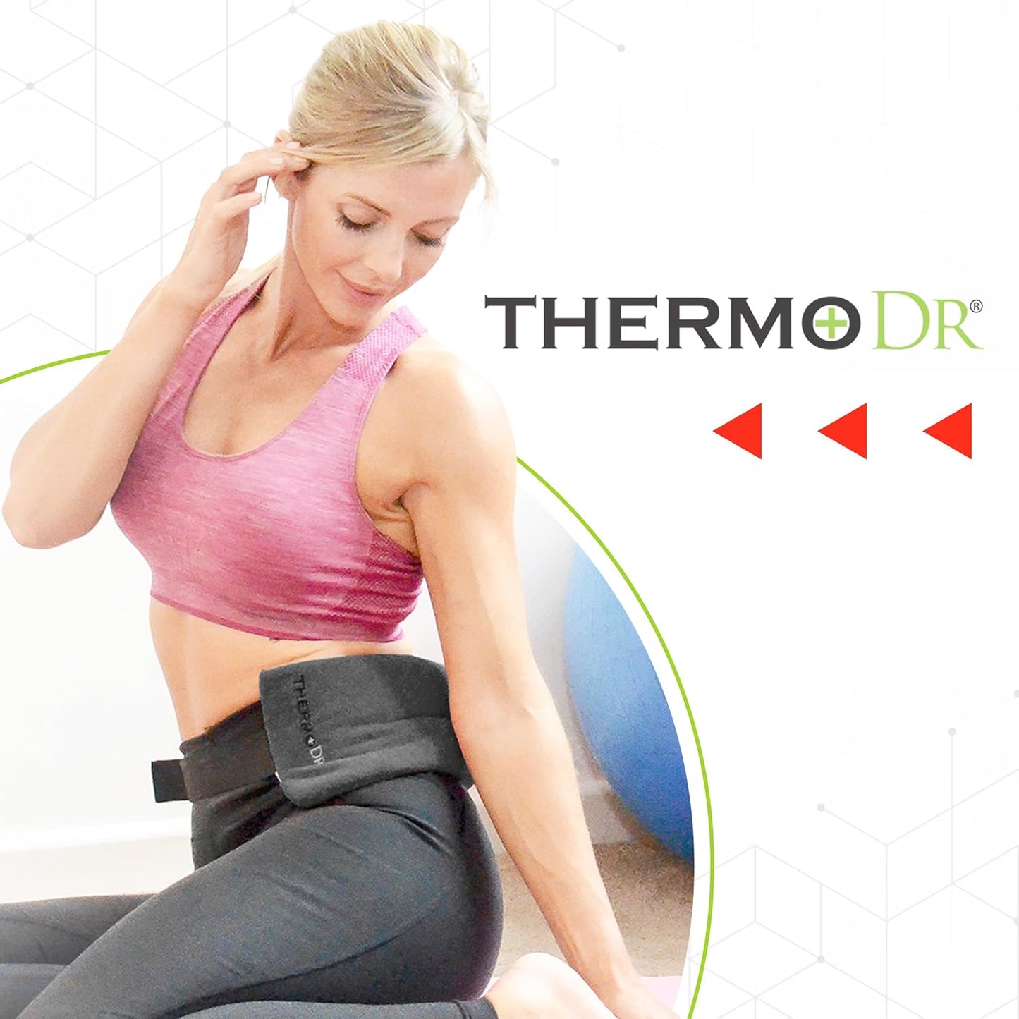 Microwavable Heating Pad for Neck, Back, & Shoulders - Heating Bean Bag Microwavable Pillow w/Elasticated Strap - Wheat & Unscented Heating Pad Wrap - ThermoDR, Red