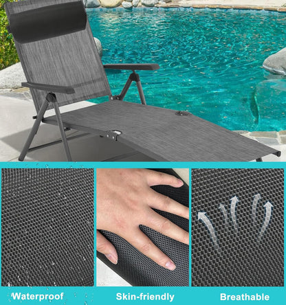 Headrest Pillow for Recliners, Zero Gravity Chair Replacement Pillows with Strap, Large 16.2" Length Outdoor Chaise Lounge Chair Cushion for Neck Lumbar Support, Black