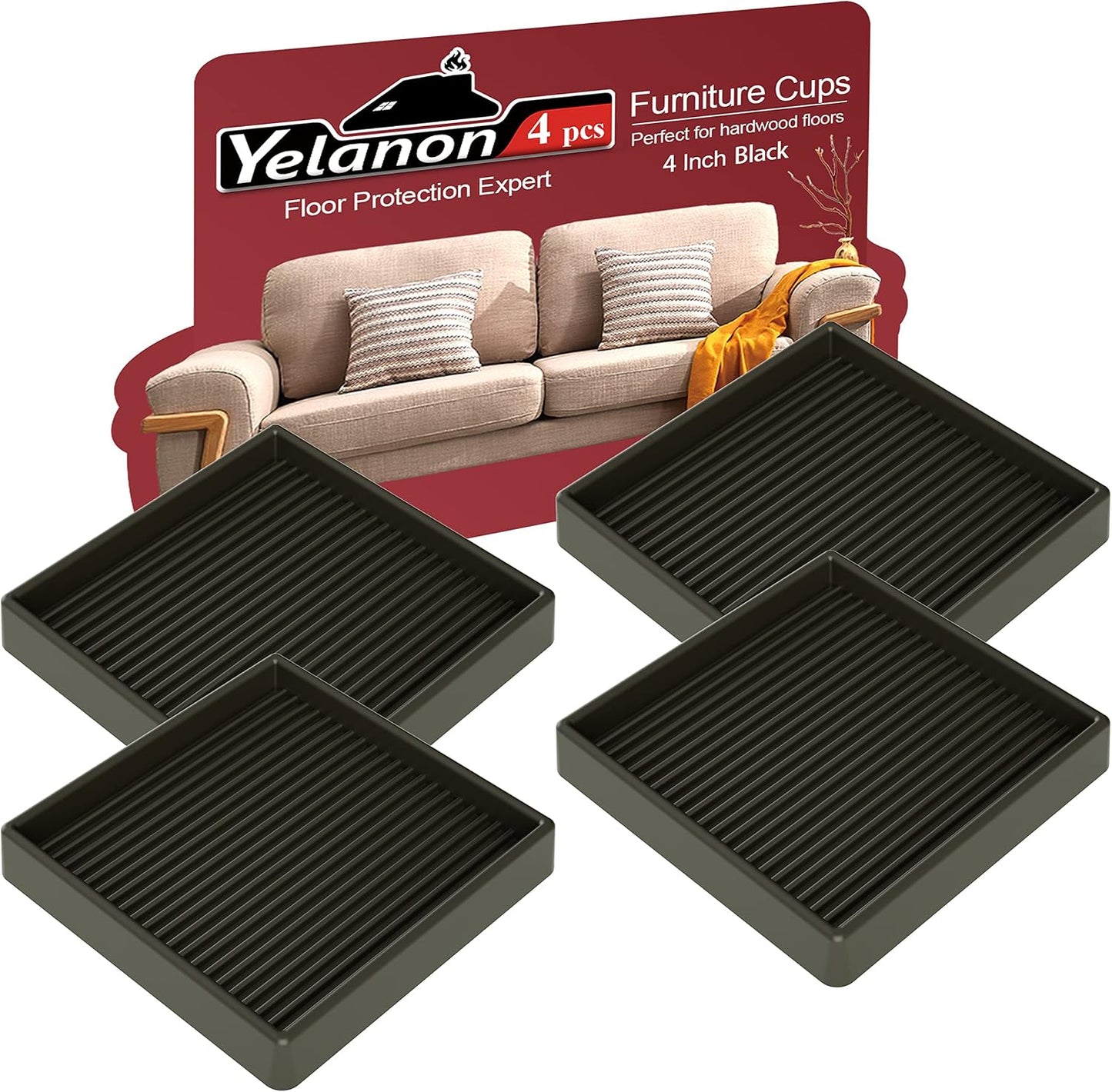 Non Slip Furniture Pads for Hardwood Floors -8 Pcs 3” Furniture Coasters Cups, Anti Skid Furniture Grippers Rubber Feet, Floor Protectors for Furniture Bed Couch Stoppers