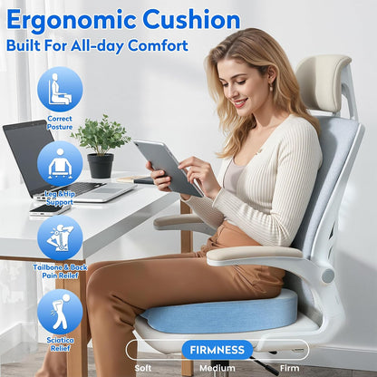 CushZone Seat Cushion Memory Foam Chair Pad for Office & Car, Black