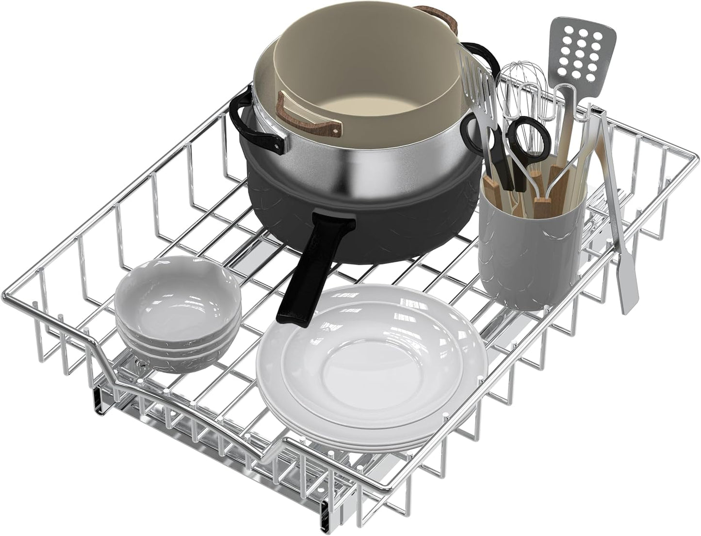 Simple Houseware Under Cabinet Pull Out Sliding Shelf, 21" Dx11 W, Chrome