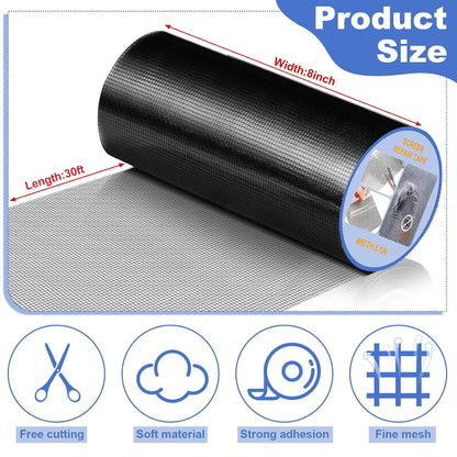 CroBlissful 5 Inch X 20 ft Extra Wide Window Screen Tape Mesh Repair, Gray | Strong Adhesive, Waterproof Fiberglass, Screen Repair Kit Patch, for Window Door Tears Holes