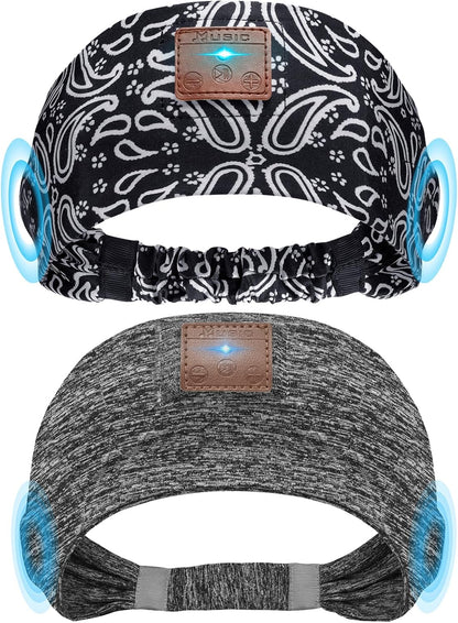 2-Pack Sleeping Headphones, Headband Headphones with Thin Speakers | Wireless Bluetooth Headband for Running Sports Workouts Yoga Travel Meditation Gift for Men Women - Black&Grey