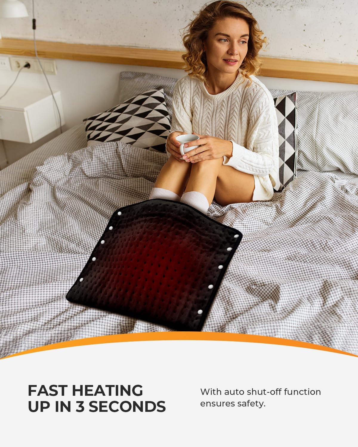 CooCoCo FSA Eligible HSA Hip Heating Pad for Hip and Sciatica Pain Relief | Heated hip brace, 6 heat levels, 4 timers, adjustable wearable fit, soft plush lining for hip, thigh, buttock and lower back