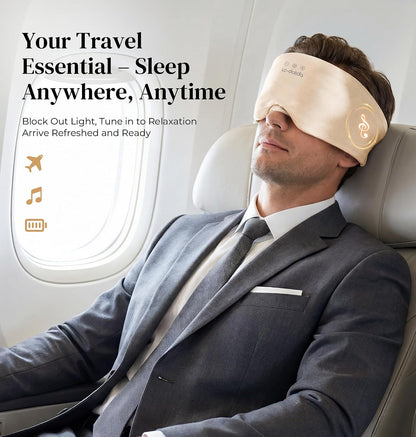 LC-dolida 3D Silk Bluetooth Sleep Mask, Mulberry Silk Sleep Mask with Bluetooth Headphones, Bluetooth Eye Sleep Mask for Side Sleepers, Total Blackout Bluetooth Eye Mask for Women Men, Black
