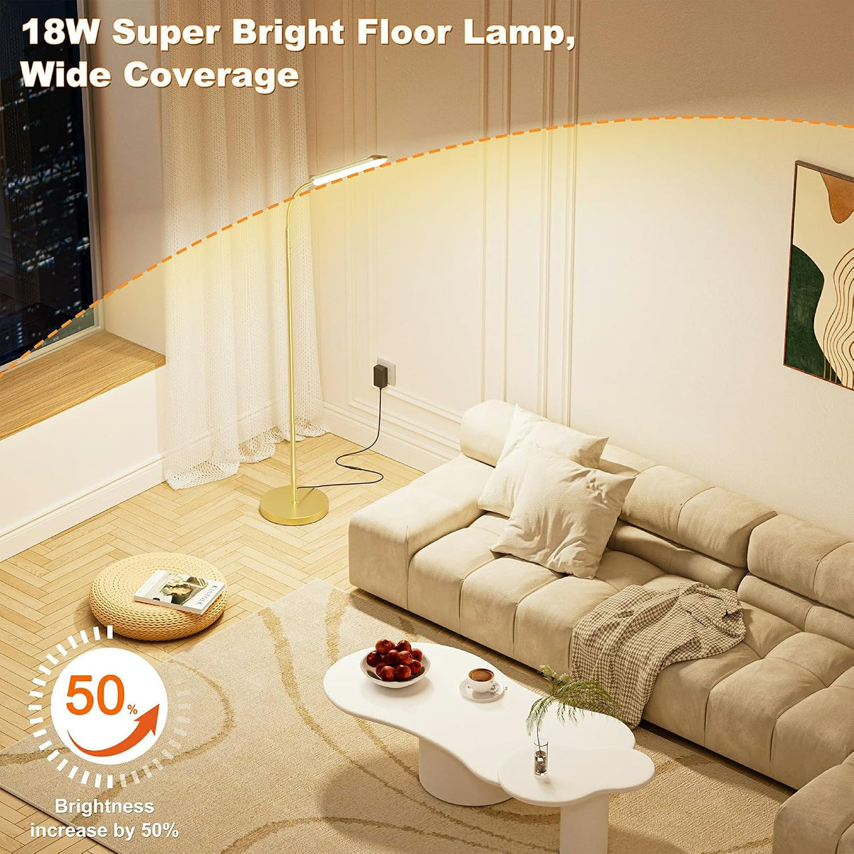 Yikuneng Dimmable LED Floor Lamp, Super Bright Reading Lamps Floor Standing lamp with Remote & Touch Control, Stepless Dimming & 2700K-6500K Color Temperature, for Living Room Bedroom Office, Black
