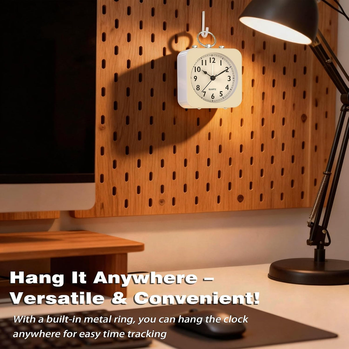 AYRELY® Small Metal Alarm Clock, Desk and Table Clock for Travel