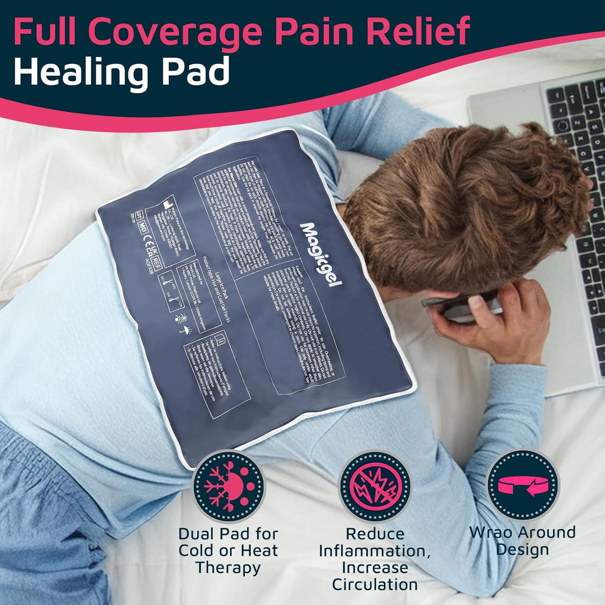Extra Large & Reusable Ice Pack (15 x 23.5 inches, XL) for Maximum Back and Full Body Pain Relief from Injuries, Swelling, Bruises, Sprains | Ice Blanket for Sleeping & Physical Therapy | By Magic Gel
