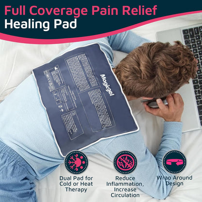 Extra Large & Reusable Ice Pack (15 x 23.5 inches, XL) for Maximum Back and Full Body Pain Relief from Injuries, Swelling, Bruises, Sprains | Ice Blanket for Sleeping & Physical Therapy | By Magic Gel