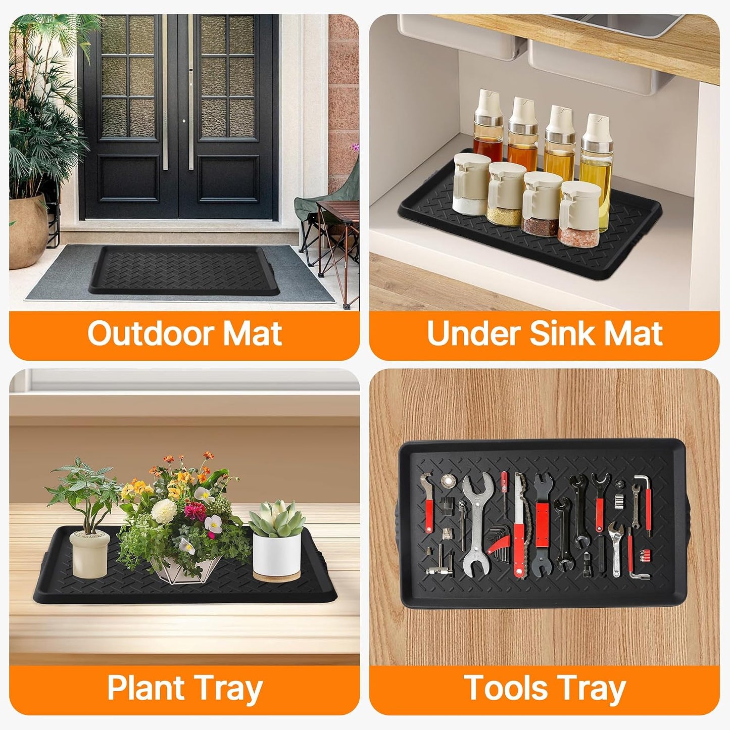 Boot Tray TPE Rubber Shoe Mat Tray for Entryway with Shoes Brush Large Boot mat Tray Multi-Purpose for Indoor or Outdoor Entryway Mat Shoe Cleaning Mat Entryway Shoe Storage 16.1x28.3Inches (Black)