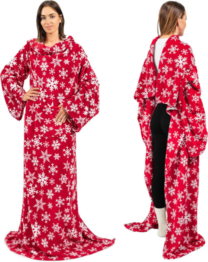 PAVILIA Wearable Blanket with Sleeves for Adult Women Men, Cozy Fleece Warm Wrap Throw with Arms, Gifts for Christmas, Wife