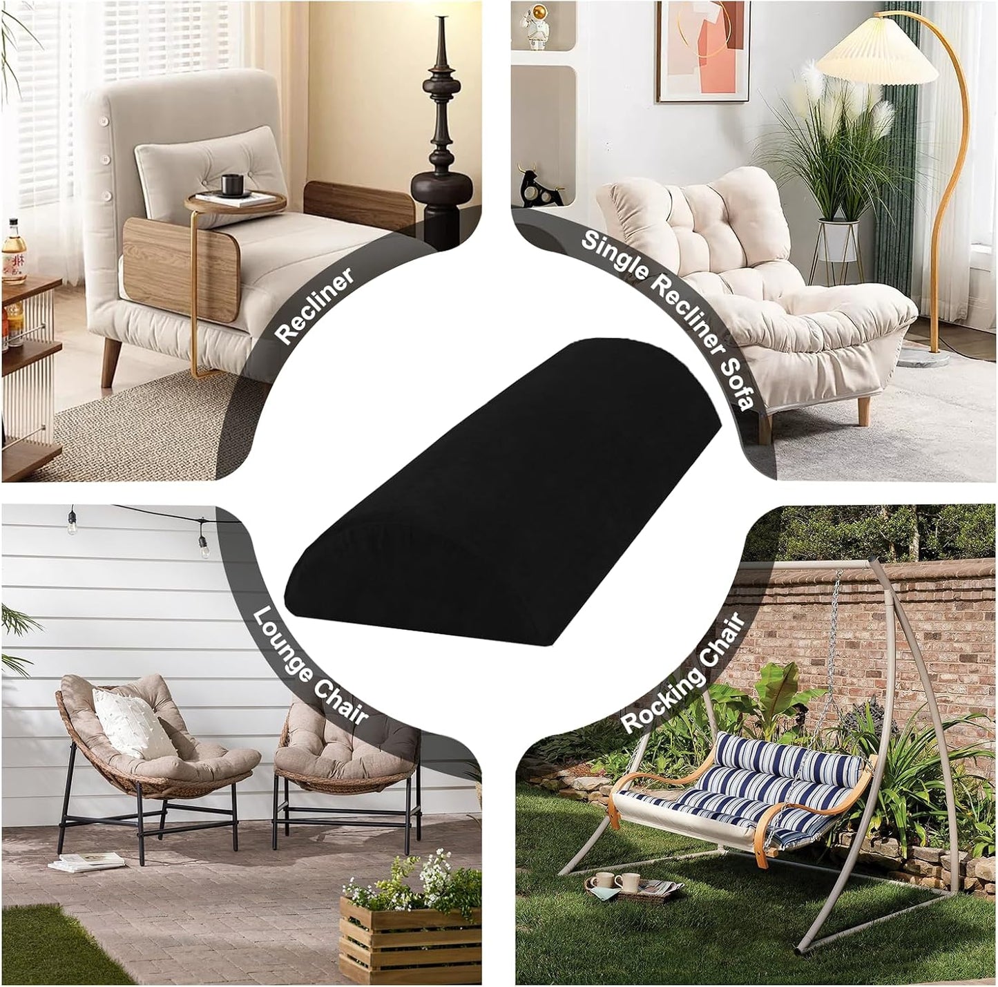 Recliner Foot Pillow, High-Resilience Foam Half-Moon Pillow for Sleeping | Soft and supportive for sleeping or reclining; supports legs, head, back and lumbar area while reducing heel pressure