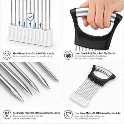 Onion Holder for Slicing, Anti-Slip Onion Slicer Holder, Food Grade Onion Cutting Tool for Kitchen Home Cooking Vegetable Preparation