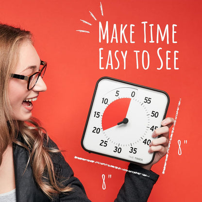 TIME TIMER 12 inch Visual Timer 60 Minute Kids Desk Countdown Clock with Dry Erase Activity Card, Also Magnetic for Classroom, Homeschooling Study Tool, Task Reminder, Home and Kitchen Timer