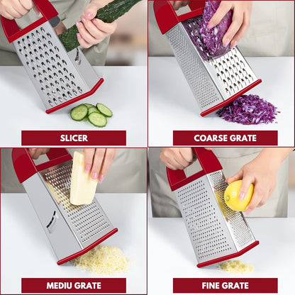 Urbanstrive Cheese Grater With Container Box Grater Stainless Steel Graters for Kitchen Cheese Shredder Parmesan Shredder Kitchen Gadgets Kitchen Tools Kitchen Gifts for Chef Dishwasher Safe Zester