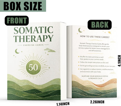 Somatic Therapy Exercise Cards, 50 Nervous System Regulation Tools for Anxiety Relief & Stress Soothing, Therapy Practice Cards with Display Stand, Mindfulness, Breathwork, Grounding, Movement