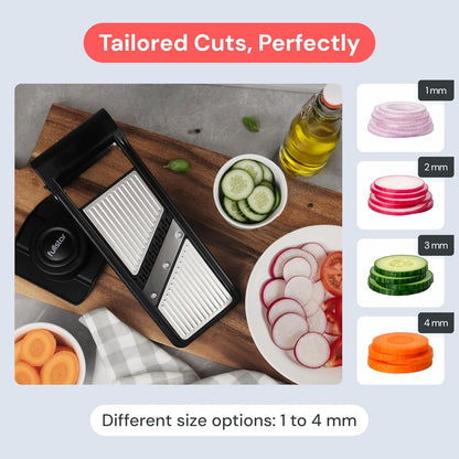 Fullstar Essential Vegetable Chopper & Mandoline Slicer | 2 in 1 Compact Food Chopper, Fruit Slicer & Onion Dicer with Stainless Steel Blades & 3-Cup Container (Black)