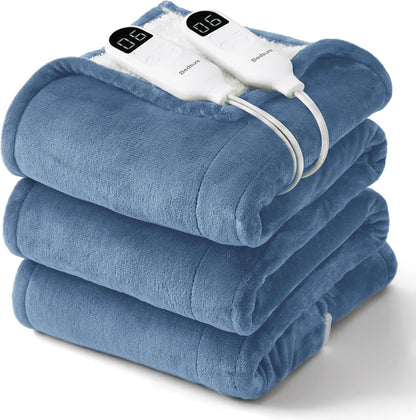 Bedsure Heated Blanket Throw Blanket with Preheat Function - Fast Heating Electric Blanket, Soft Flannel Throw with 6 Time Settings(Up to 10H), 6 Heating Settings, Gifts for Grandma (50"x60", Grey)