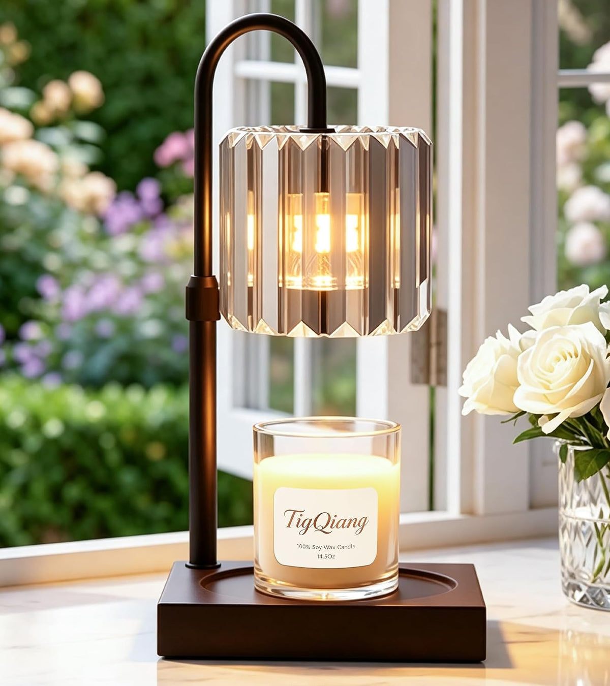 TigQiang Crystal Candle Warmer Lamp with Timer, Adjustable Height, Clear